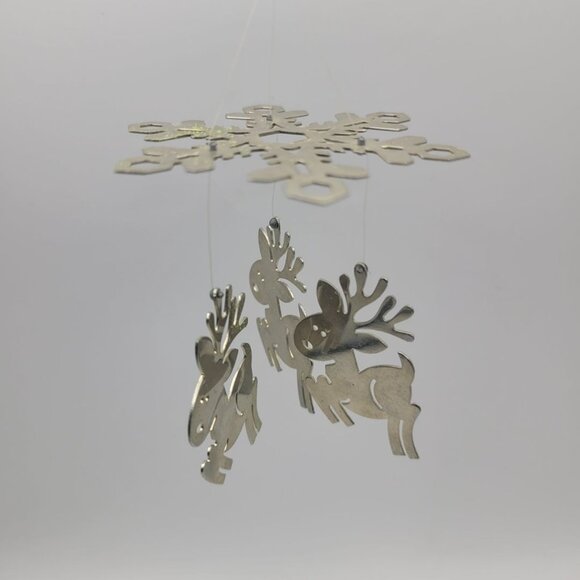 Hallmark Reindeer Chines Ornament Silver Thin Small 1970s Box Christmas Vintage - Picture 3 of 6